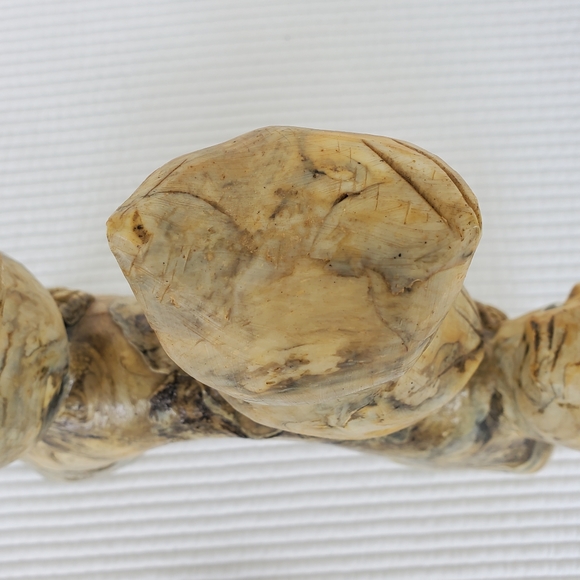 Wood Carved Owls On A Branch Vintage 10"x7" Google Eyes Statue MCM Figurine - Picture 8 of 14